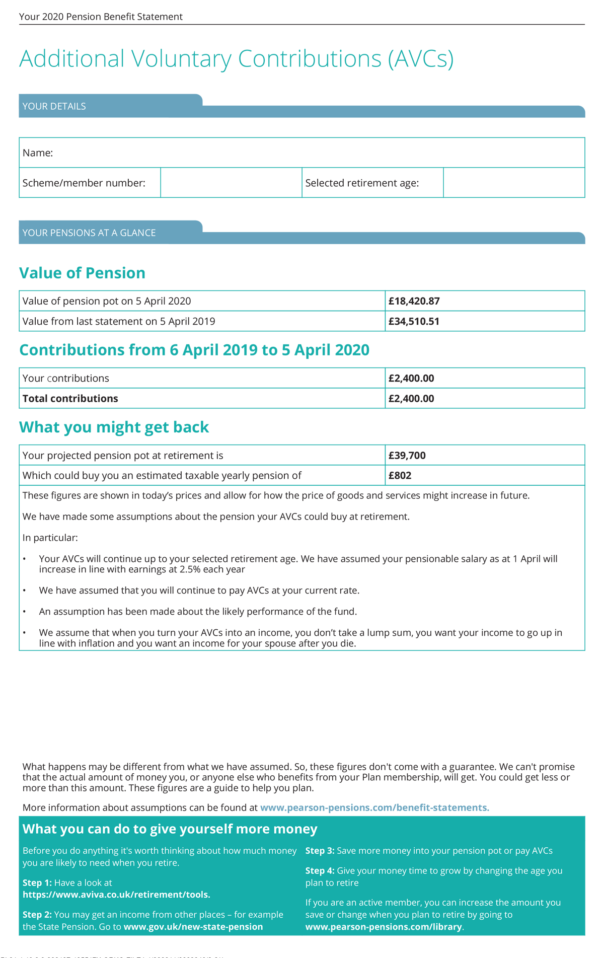 Your Benefit Statement Explained Pearson Pensions
